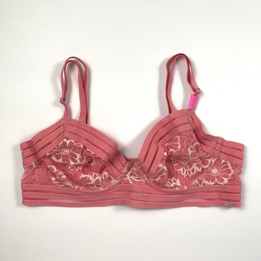 PINK 34B Begonia Flower Unlined Bra NWT